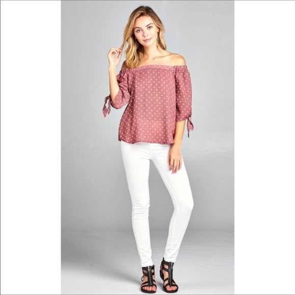 LAST 2 - Off Shoulder Polka Dot Top - Picture 5 of 5